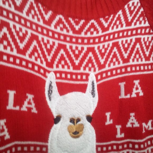 Holiday Time Christmas Sweater S 4-6 Llama Long Sleeve Red - Picture 6 of 13